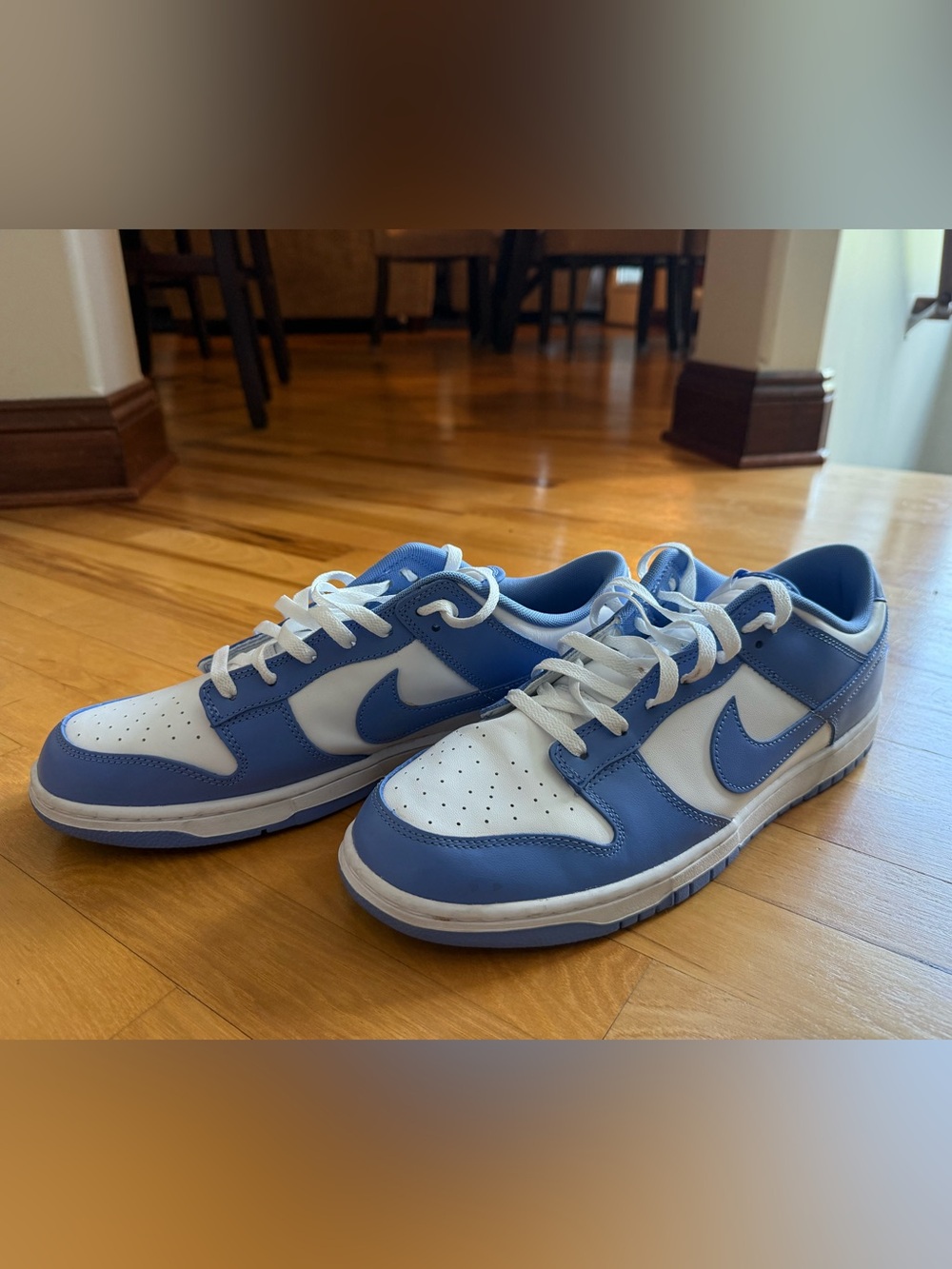 Nike MensDunks Low-Top Sneakers in White and Blue Size 13